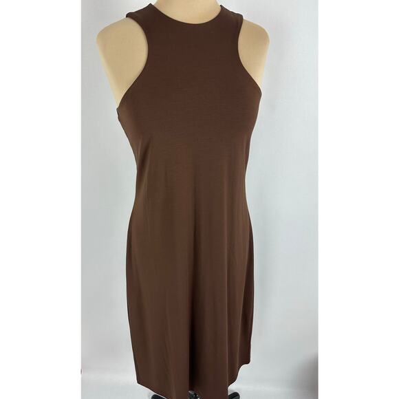 NWT Banana Republic Size Medium High-Neck Racerback Jersey Knit Chocolate Brown - Picture 3 of 10